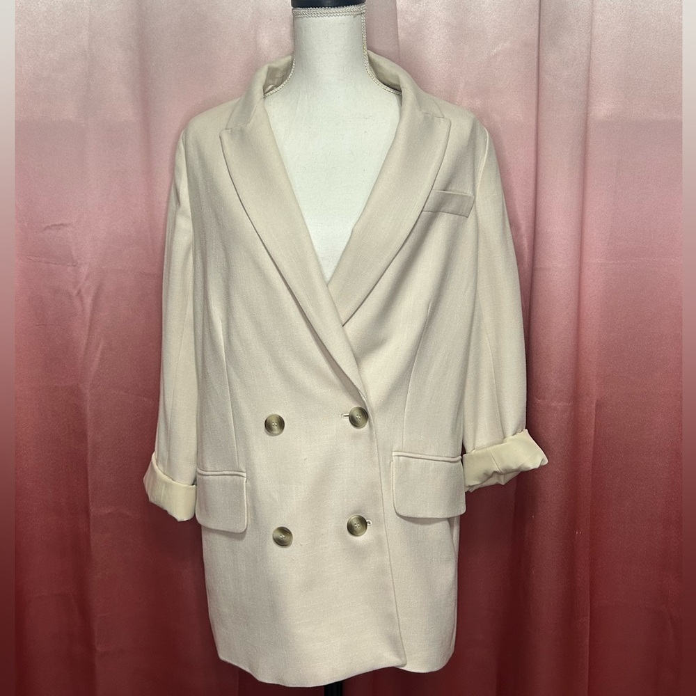 H&M medium Elegant Cream Double-Breasted Women's Coat